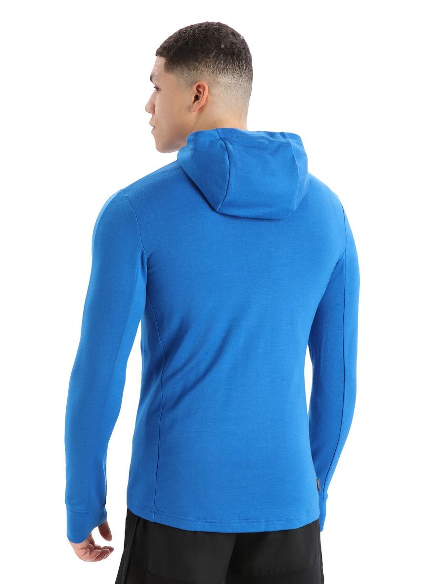 Sweat À Capuche Icebreaker Merino Quantum III Long Sleeve Zip Homme Bleu Royal Bleu Marine | FR 1268CTVE